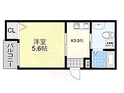 ウィズアット白鷺 1Kの間取図画像