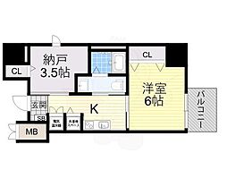 ディアコート宿屋町 1SKの間取図画像