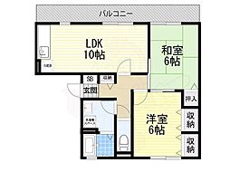 燦コーポB 2LDKの間取図画像