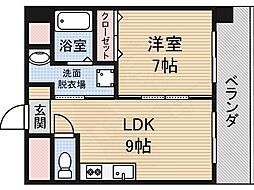 シティーコート南瓦町 1LDKの間取図画像
