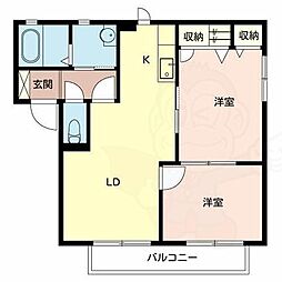 ディアス福泉F棟 2LDKの間取図画像