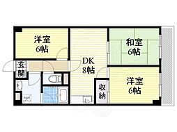 セラヴィ津久野 3DKの間取図画像