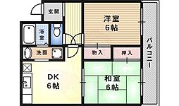 フロンティアナカモズ 2DKの間取図画像