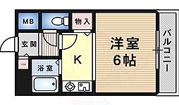 南風マンション 1Kの間取図画像