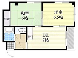 エクセレント堺 2DKの間取図画像