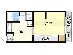 ハイクォリティ向陵 1DKの間取図画像