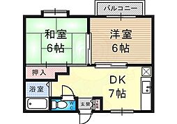 カリーノ 2DKの間取図画像