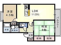 シューメゾンA棟 2LDKの間取図画像
