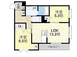 シャーメゾンgeo白鷺 2LDKの間取図画像