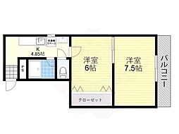 三国ヶ丘マンション 2Kの間取図画像