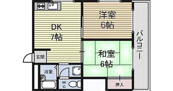 大阪府堺市西区平岡町(賃貸マンション2LDK・2階・43.00㎡)の写真 その2