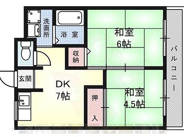 大阪府堺市中区東山(賃貸マンション2DK・3階・40.00㎡)の写真 その2