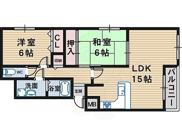 パル北花田 101｜大阪府堺市北区北花田町４丁(賃貸マンション2DK・1階・45.81㎡)の写真 その2