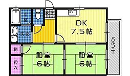 ガーデンハイツBS 2DKの間取図画像