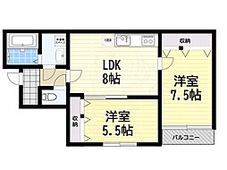 ルナ百舌鳥 2LDKの間取図画像