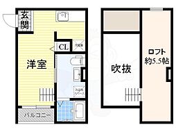 ソレイユ堺 1Kの間取図画像