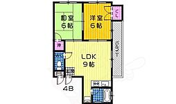 プラザ三国ヶ丘 2DKの間取図画像