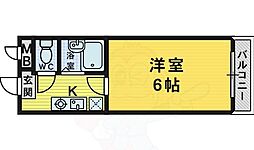 ムー1番館 1Kの間取図画像