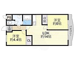 パークレジデンス北野田 2LDKの間取図画像