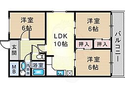 金岡レジデンス 3LDKの間取図画像