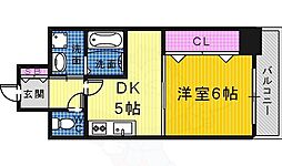 Krehl宿院 1DKの間取図画像