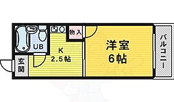第1ワールドハイツ石津 1Kの間取図画像