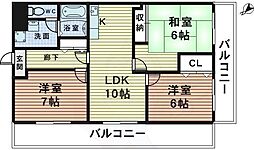 アーベインコート 3DKの間取図画像