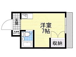 ヌーベルコート三国ヶ丘 ワンルームの間取図画像