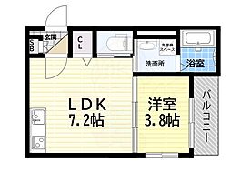 F asecia Pur 湊 1DKの間取図画像