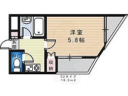 メゾン白鷺 1Kの間取図画像
