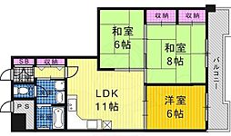 レグルス堺東 3LDKの間取図画像
