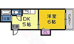 ロイヤルコート八番館 1DKの間取図画像
