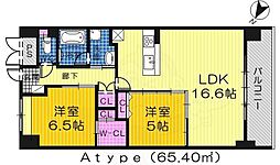 シュワーブ三国ヶ丘 2LDKの間取図画像