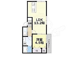 プロスペリティ堺 1LDKの間取図画像