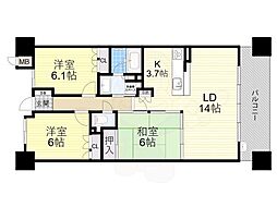 堺東ヴューモ 3LDKの間取図画像