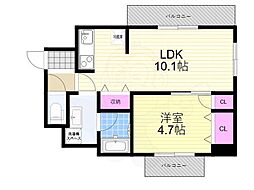 アスティオン梅田 1LDKの間取図画像