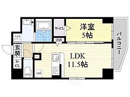 ルアナ北梅田 1LDKの間取図画像