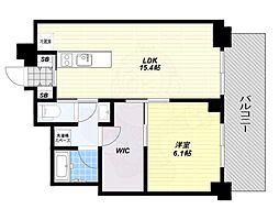 リバーサイドタワー中之島 1LDKの間取図画像