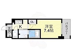 ミュプレ北浜 1Kの間取図画像