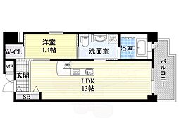 Bee-parQ扇町 1LDKの間取図画像