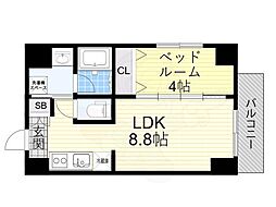 ヴェルレジデンス天満 1LDKの間取図画像