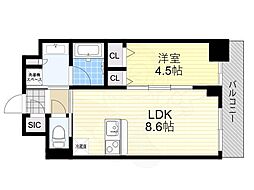 S-RESIDENCEFUKUSHIMAdivere 1LDKの間取図画像