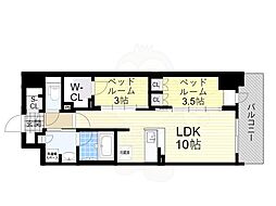 大阪市中央区博労町1丁目マンション 2LDKの間取図画像