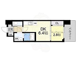 コンフォリア・リヴ北浜淡路町 1DKの間取図画像