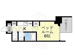 コンフォリア・リヴ大阪本町 1Kの間取図画像