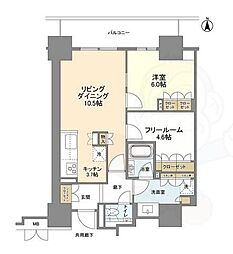 ローレルタワー堺筋本町 1SLDKの間取図画像