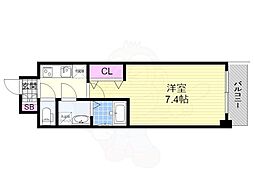 アプリーレ中之島 1Kの間取図画像