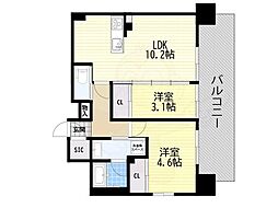 ジオエント梅田北リバーフロント 2LDKの間取図画像