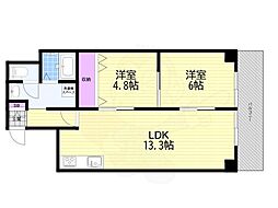 サンハイム中津 2LDKの間取図画像
