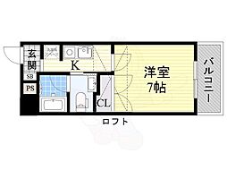 WOBフクシマ 1Kの間取図画像